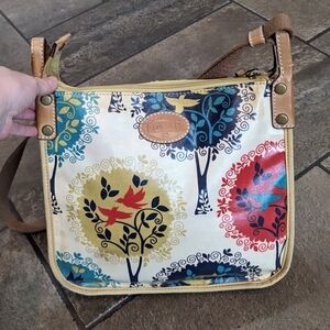 Fossil Coated Canvas Lightweight Colorful Print Chic Spring Crossbody Bag